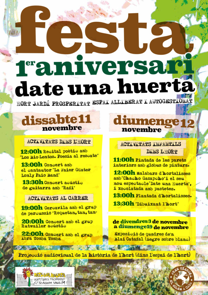 Festa d'aniversari de l'hort autogestionat de Prosperitat 'Date una Huerta'
