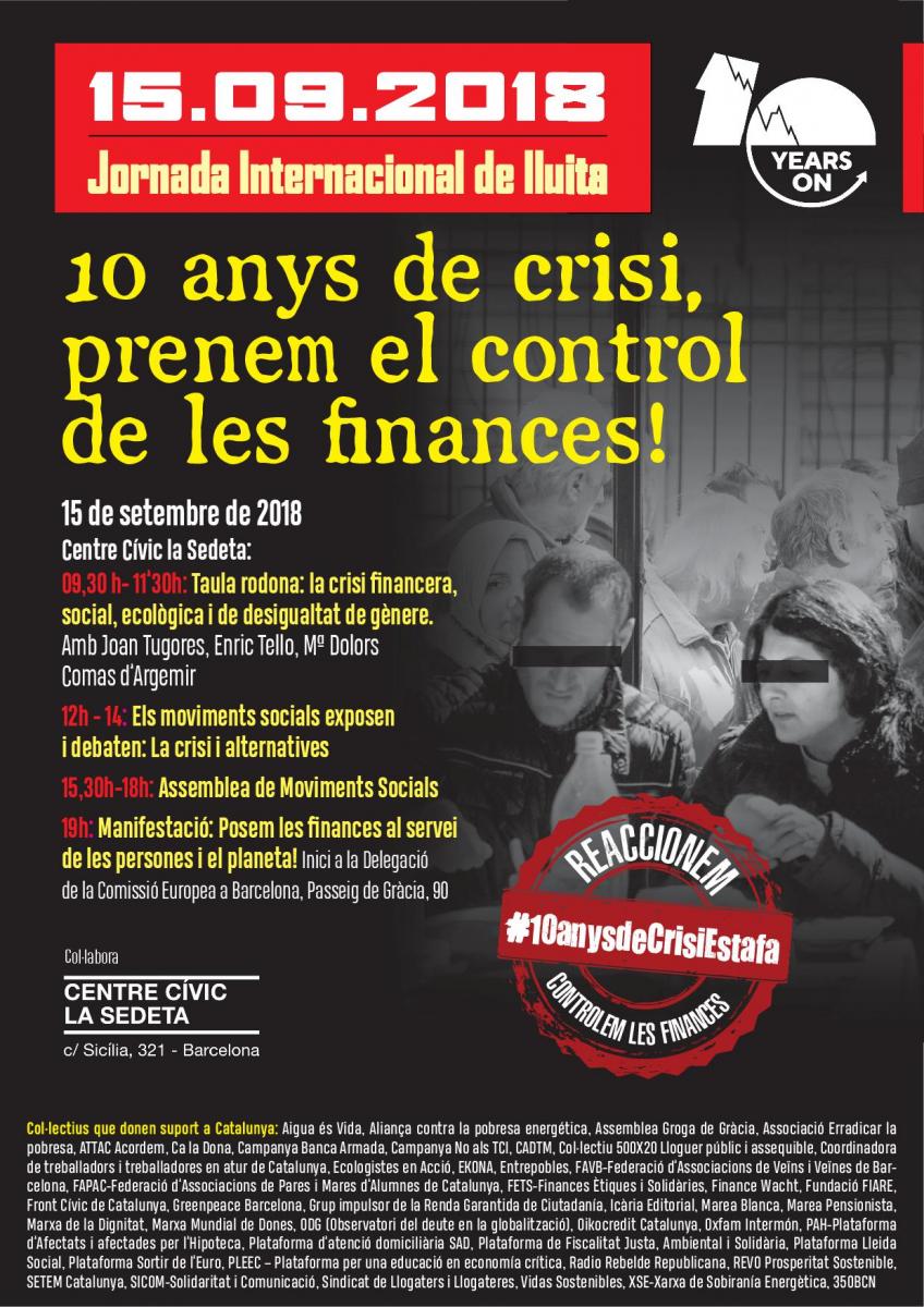 Jornada internacional de lluita: 10 anys de crisi, prenem el control de les finances